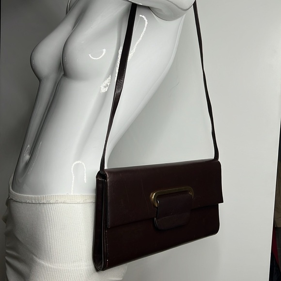 Rodo for Bonwit Teller Brown Smooth Italian Leather Clutch Shoulder Bag - Picture 4 of 15